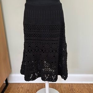 DKNY City Black crochet Midi Skirt